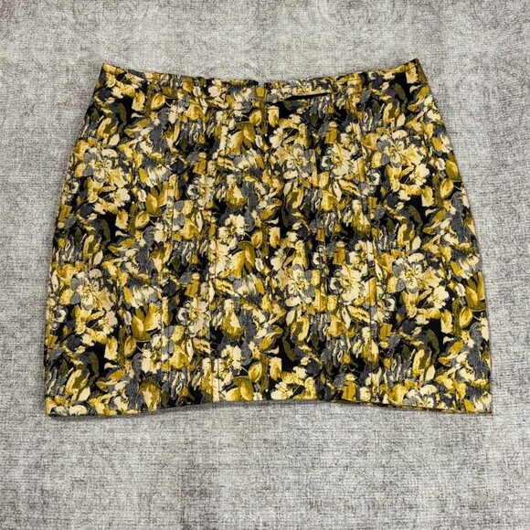 Yellow Black Floral Print Flowy Skirt Princess Polly XS - Picture 1 of 6
